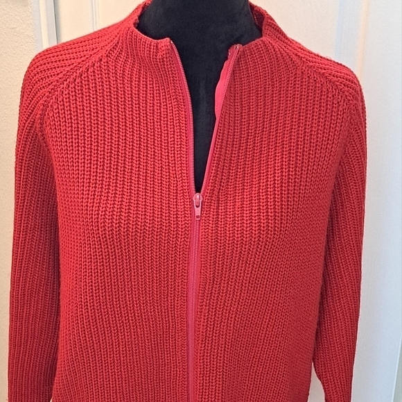 Venezia Vitale Red Full Zip Sweater   Size L - Picture 2 of 8
